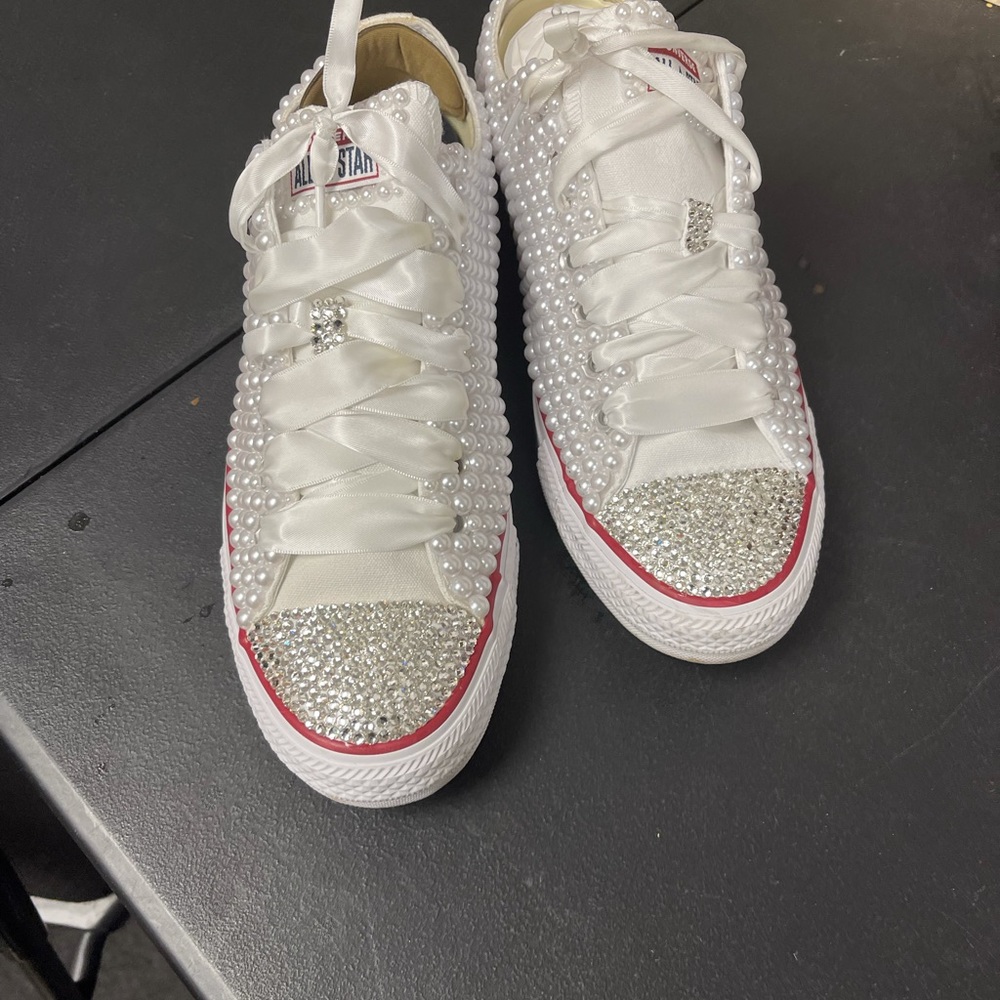 Custom Pearl Converse with Pearls & Bling